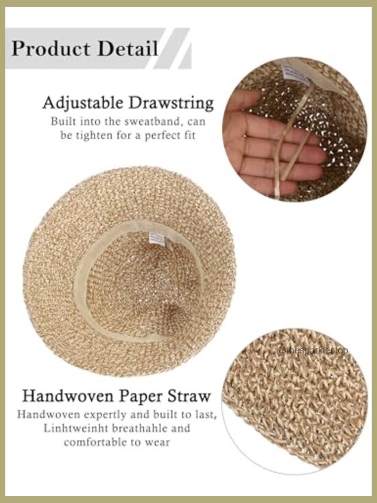Handmade Crochet Straw Bucket Hat UPF 50+ Foldable Travel Sun Hat main image 4